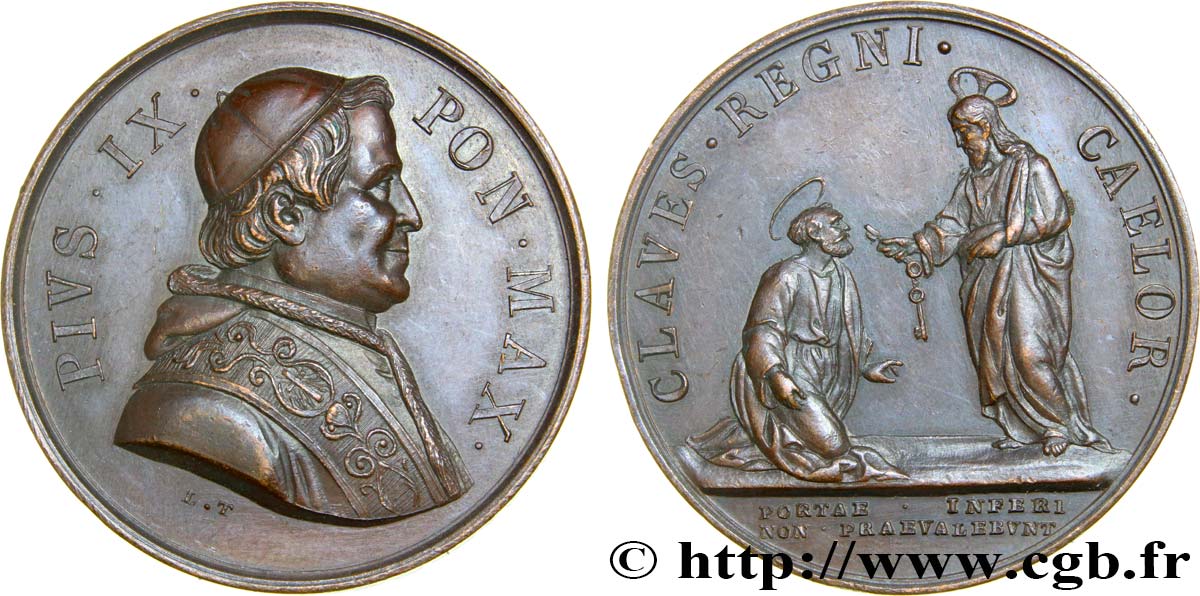 ITALIE - ÉTATS DU PAPE - PIE IX (Jean-Marie Mastai Ferretti) Médaille, Claves Regni Caelor TTB+