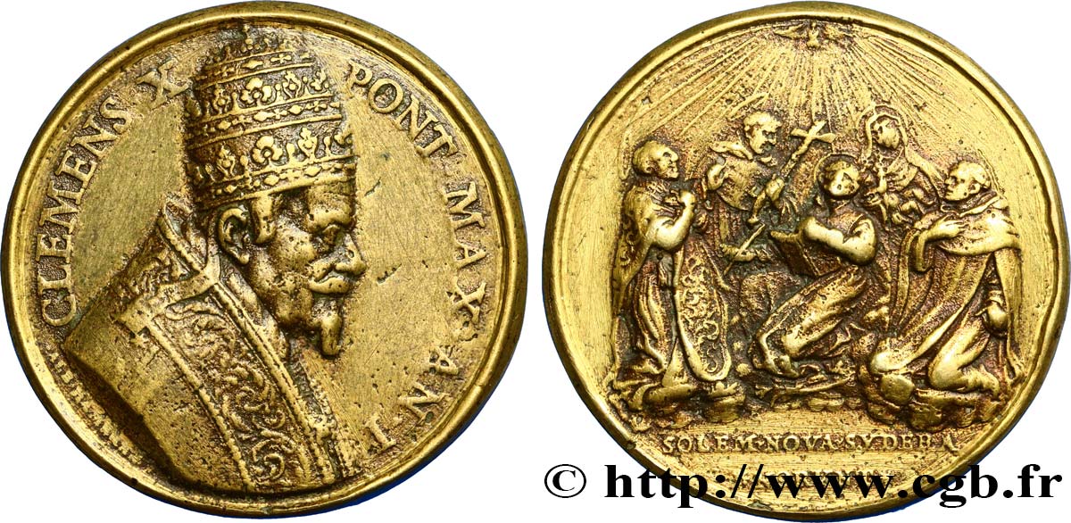 ÉTATS DU PAPE - CLÉMENT X (Jean-Baptiste Pamphili) Médaille du pape Clément X TTB