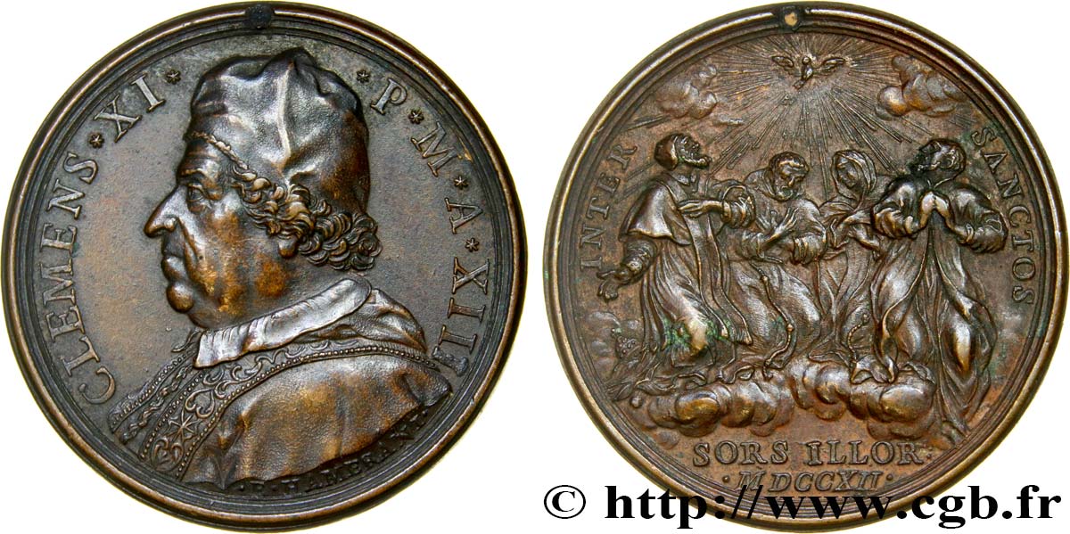 ITALIA - ESTADOS PONTIFICOS - CLEMENTE XI (Giovanni-Francesco Albani) Médaille, Parmi les Saints EBC