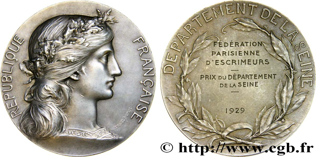 III REPUBLIC Médaille, Prix du département de la seine, Escrime AU