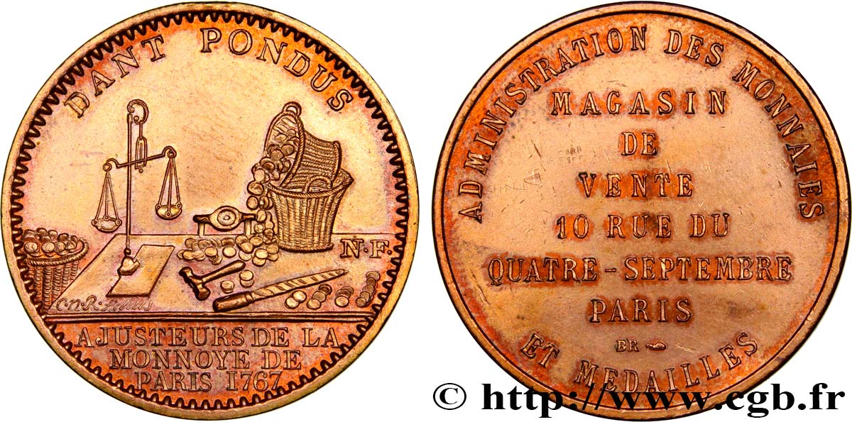 III REPUBLIC Médaille publicitaire du magasin de la Monnaie de Paris AU