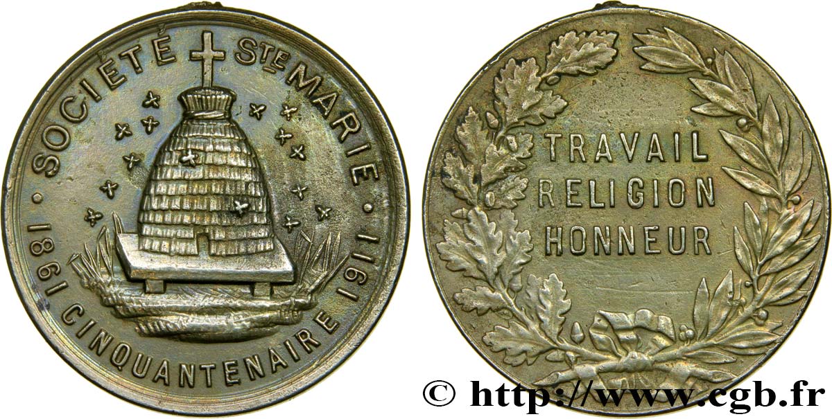 TROISIÈME RÉPUBLIQUE Médaille pour le cinquantenaire de la société Sainte-Marie TTB