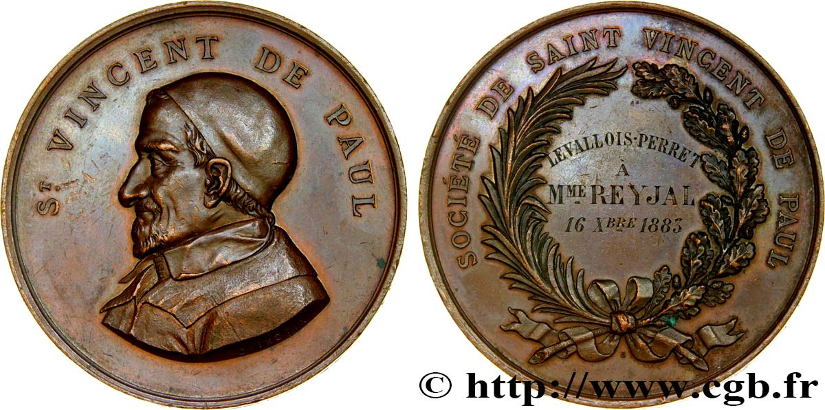 SOCIÉTÉS DE BIENFAISANCE Médaille, Société de Saint-Vincent-de-Paul AU