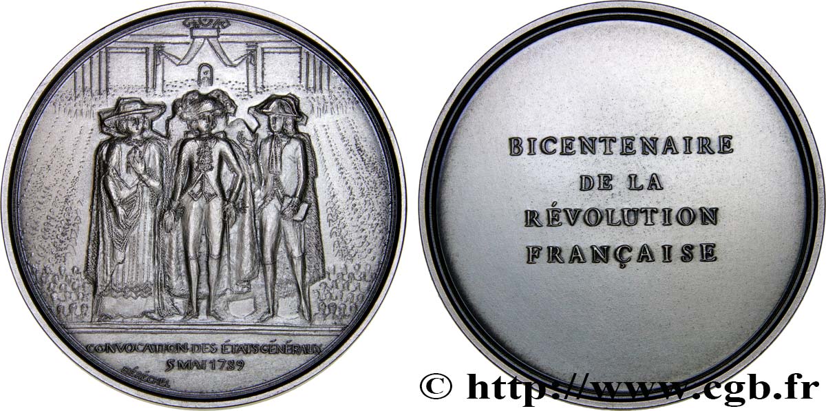 QUINTA REPUBLICA FRANCESA Médaille, Bicentenaire de la Révolution, Convocation des États généraux SC