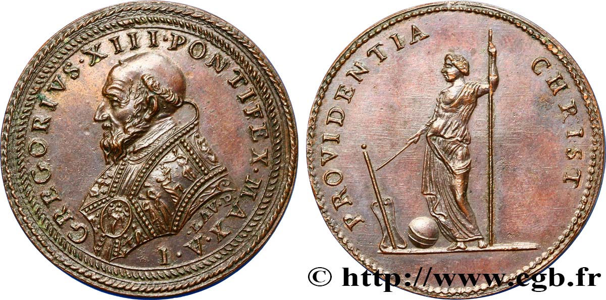 ITALY - PAPAL STATES - GREGORY XIII (Ugo Boncompagni)I Médaille, Providentia Christ AU