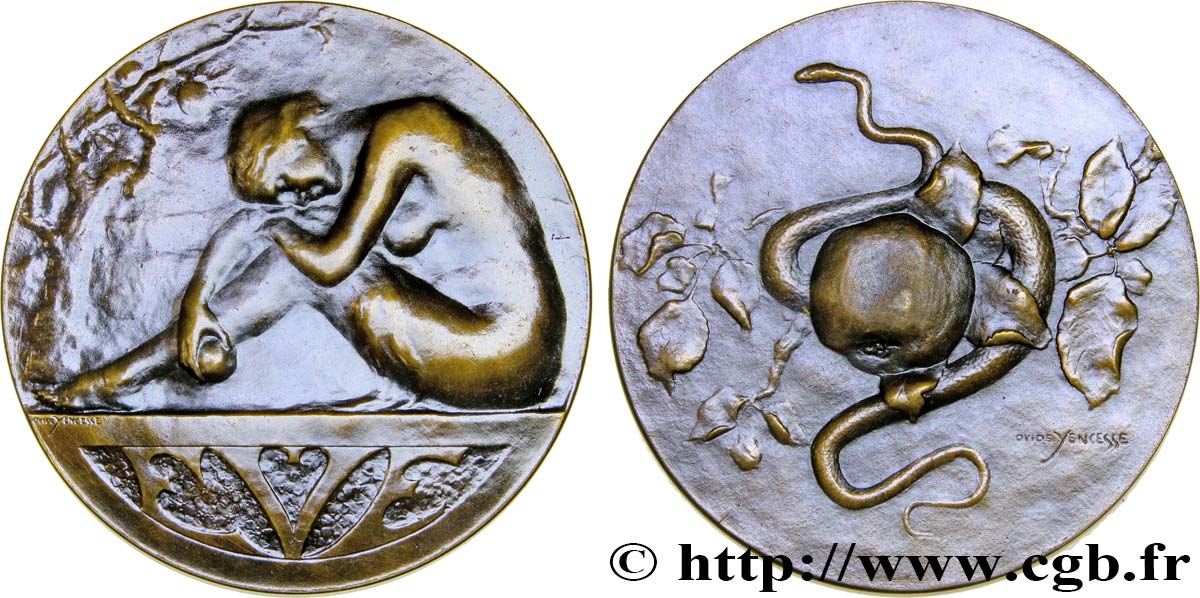 QUINTA REPUBBLICA FRANCESE Médaille d’Ève avec le serpent et le fruit défendu SPL