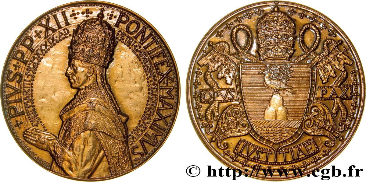 VATICAN - PIE XII (Eugenio Pacelli) Médaille, Opus Pax AU