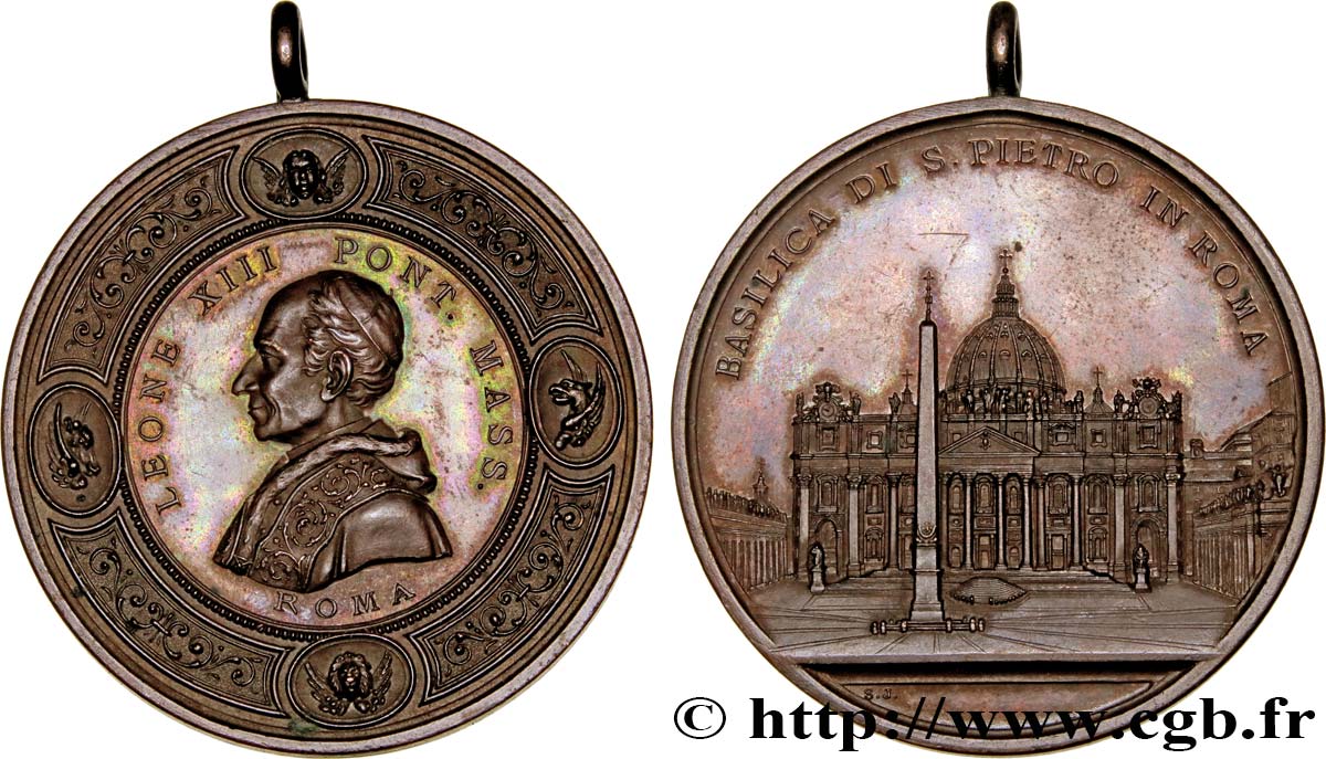 ITALIE - ÉTATS DU PAPE - LÉON XIII (Vincenzo Gioacchino Pecci) Médaille, Basilique Saint Pierre TTB+