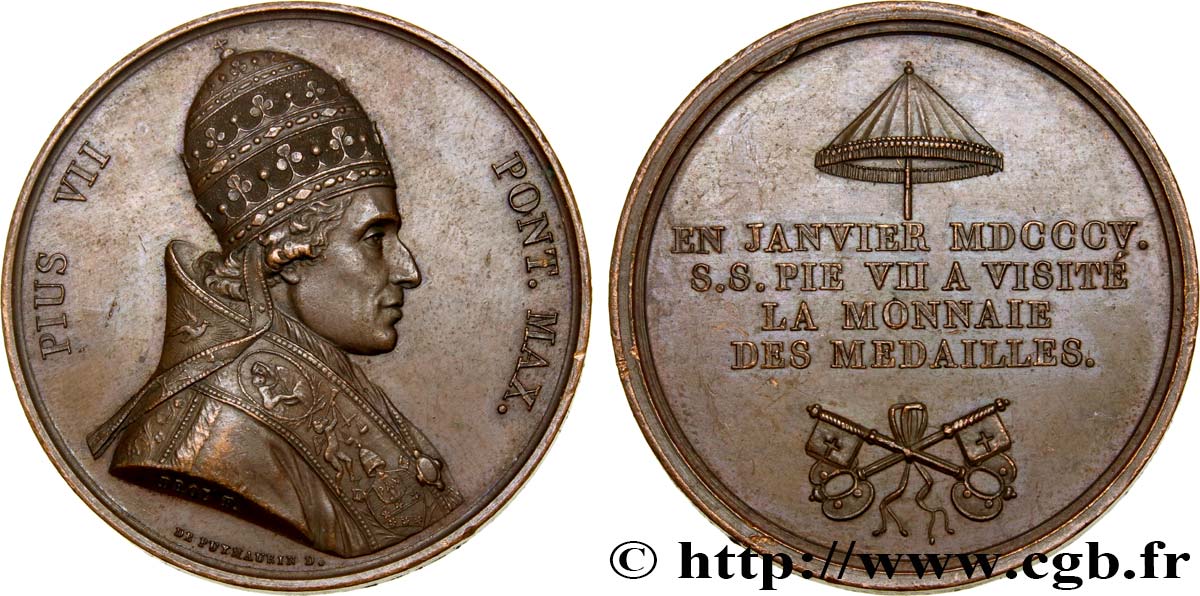 PREMIER EMPIRE Médaille du pape Pie VII TTB+