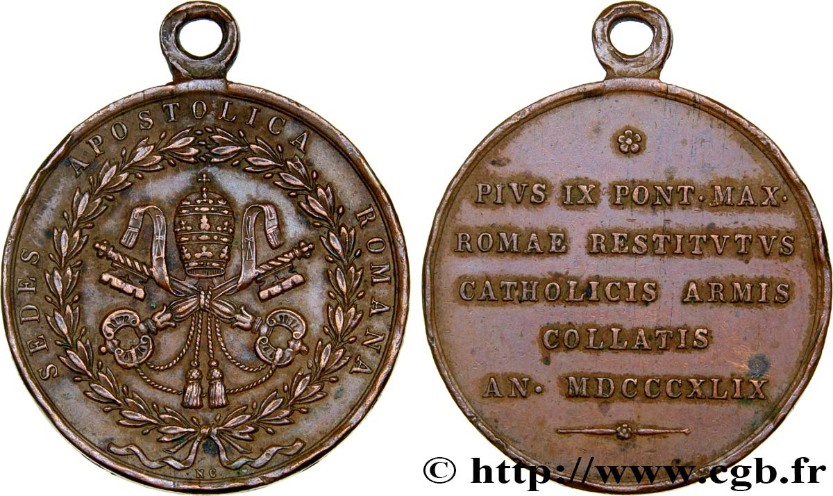 VATICAN ET ÉTATS PONTIFICAUX Médaille du pape Pie IX TTB