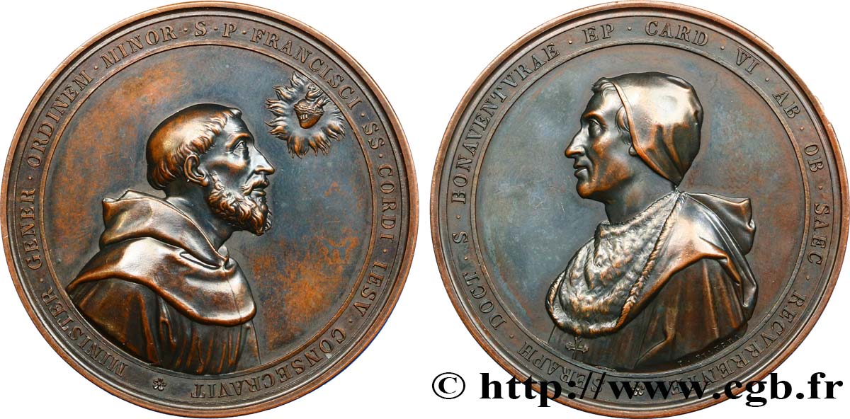 VATICAN ET ÉTATS PONTIFICAUX Médaille de Saint Bonaventure et Saint François d’Assise SUP