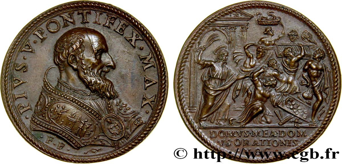 PAPAL STATES - BOLOGNA - SAINT-PIUS V (Antonio Ghislieri) Médaille, Domus mea Domus Orationtis AU