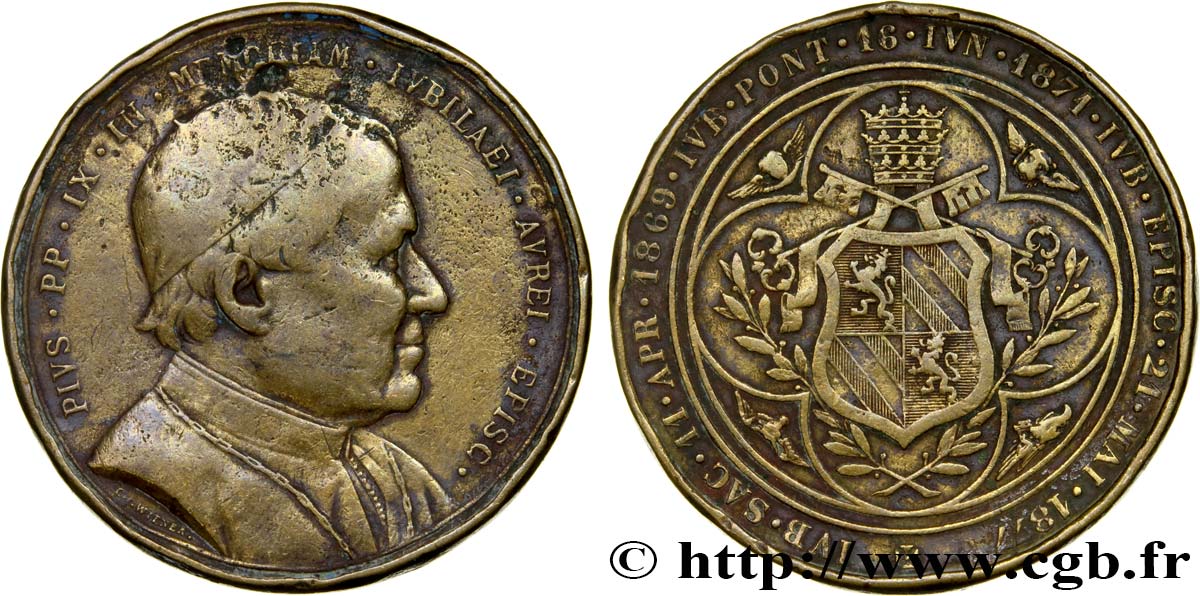 VATICAN AND PAPAL STATES Médaille du pape Pie IX VF