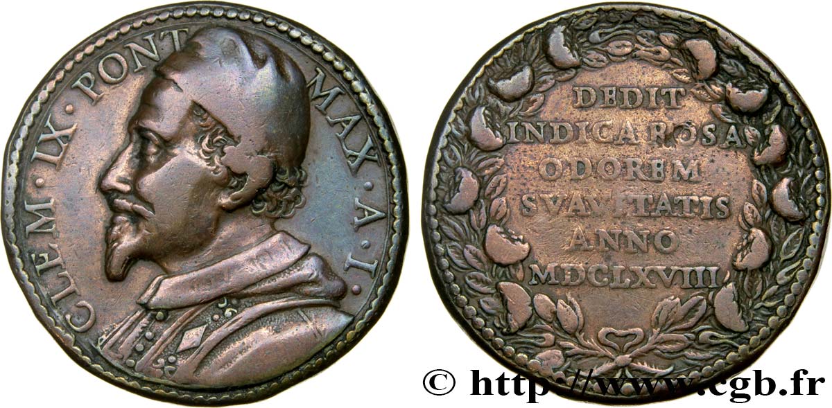 ITALIE - ÉTATS DU PAPE - CLEMENT IX (Giulio Rospigliosi) Médaille, Pape Clément IX TB+