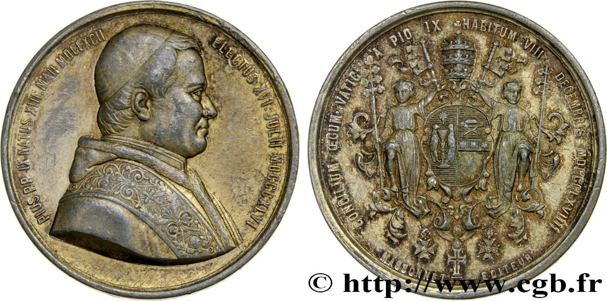 VATICAN ET ÉTATS PONTIFICAUX Médaille du pape Pie IX TTB+
