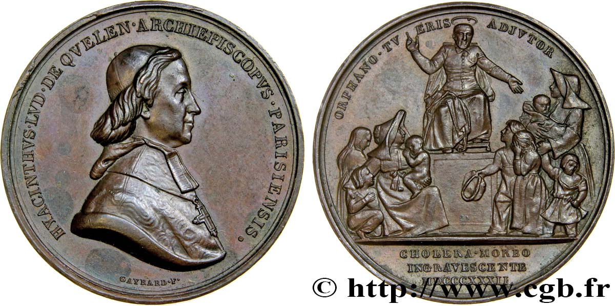 LUDWIG PHILIPP I Médaille pour Hyacinthe de Quelen, épidémie de Choléra VZ