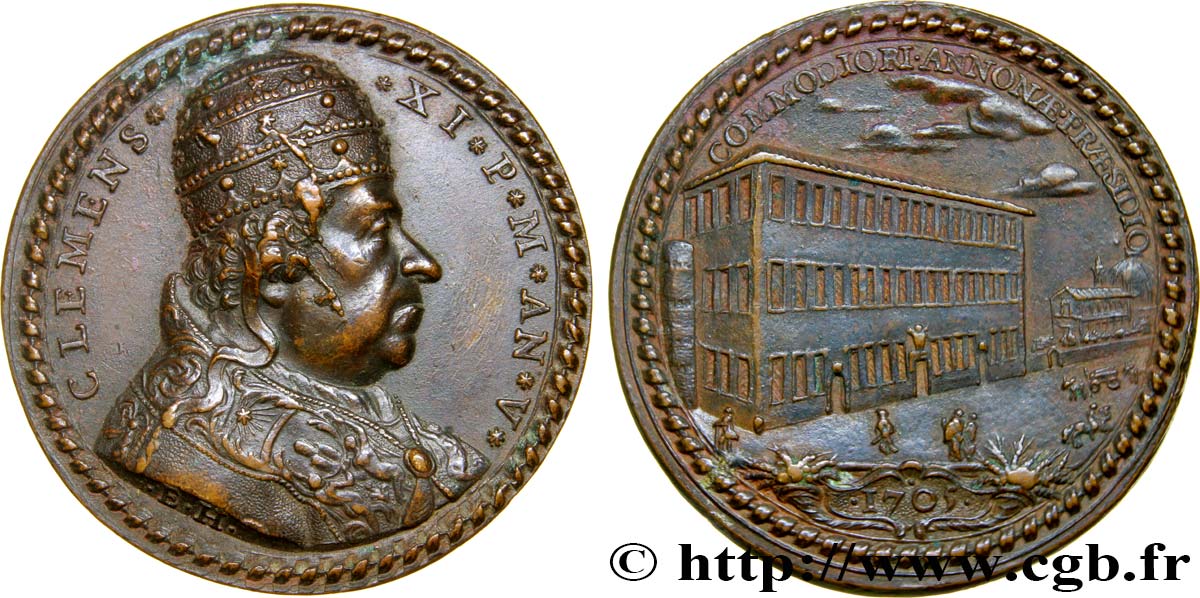 ITALIE - ÉTATS DU PAPE - CLEMENT XI (Jean-François Albani) Médaille, Annonae TTB+