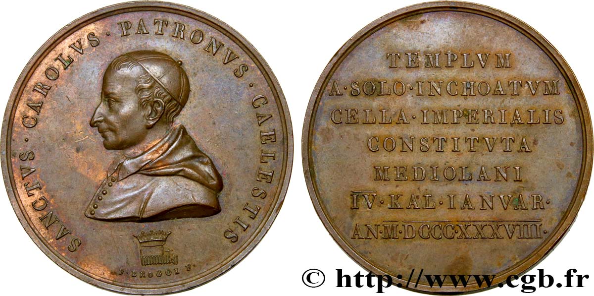 VATICAN AND PAPAL STATES Médaille, Saint Charles Borromée XF
