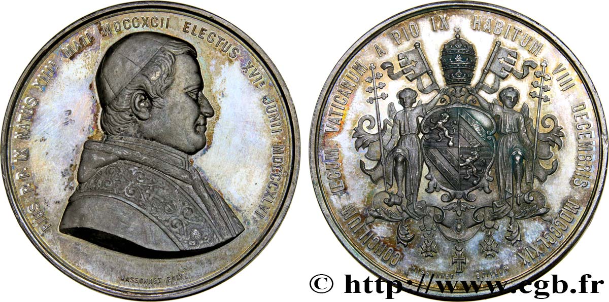 ITALY - PAPAL STATES - PIUS IX (Giovanni Maria Mastai Ferretti) Médaille, concile oecuménique AU/AU