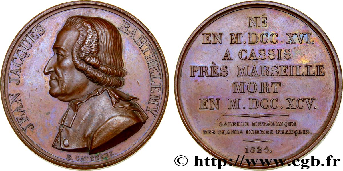 METALLIC GALLERY OF THE GREAT MEN FRENCH Médaille, Jean-Jacques Barthélemy AU