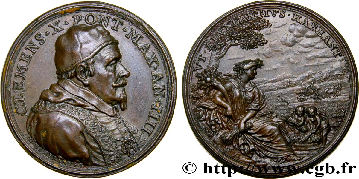 VATICAN ET ÉTATS PONTIFICAUX Médaille du pape Clément X TTB+