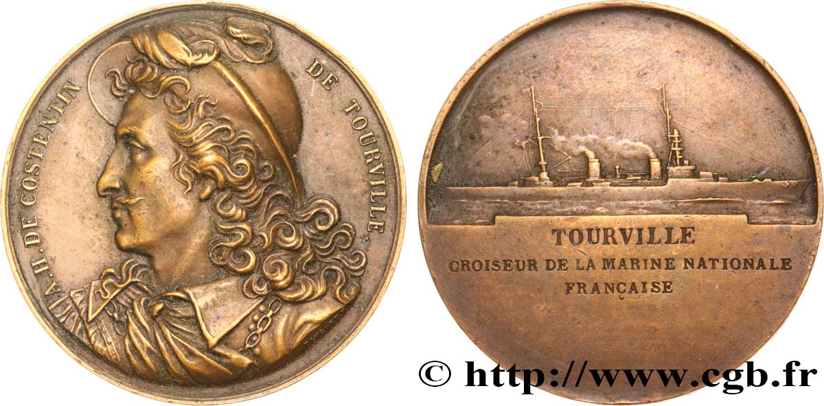 III REPUBLIC Médaille pour le croiseur le Tourville AU