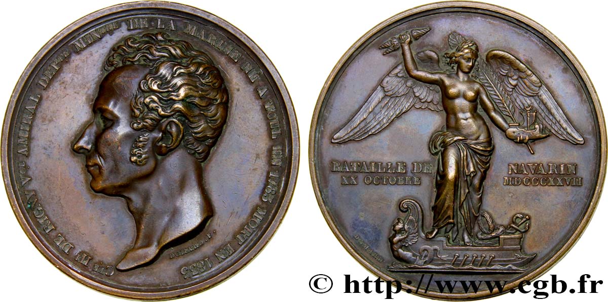 SECOND EMPIRE Médaille en mémoire du comte de Rigny pour la bataille de Navarin TTB+