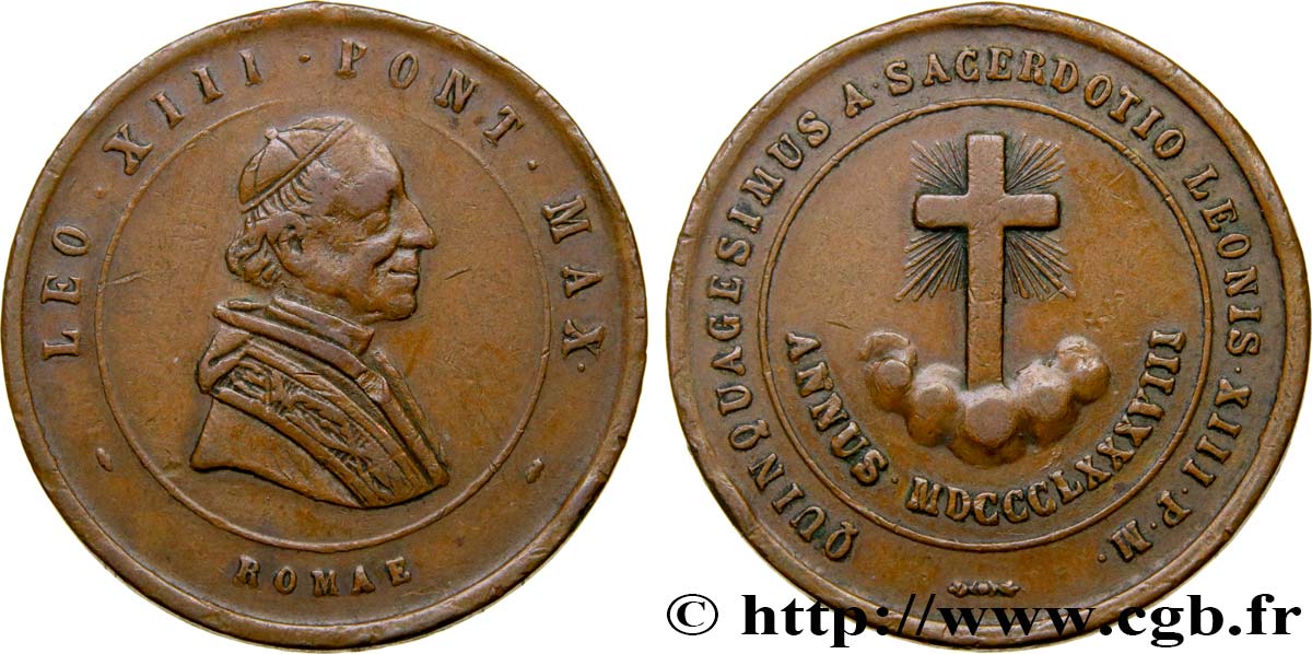 ITALIE - ÉTATS DE L ÉGLISE - LÉON XIII (Vincenzo Gioacchino Pecci) Médaille de sacerdoce VF