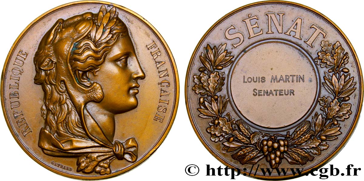 QUINTA REPUBLICA FRANCESA Médaille de Sénateur EBC