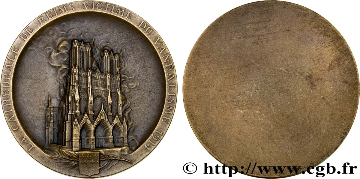 TROISIÈME RÉPUBLIQUE Médaille pour l’incendie de la cathédrale de Reims TTB
