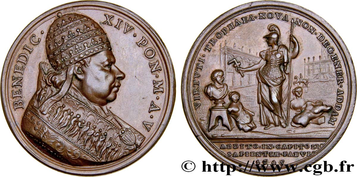 ITALIA - ESTADOS PONTIFICOS - BENEDICTO XIV (Prospero Lambertini) Médaille, Valeur des trophées EBC
