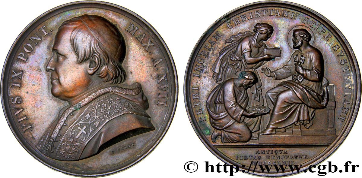 ITALY - PAPAL STATES - PIUS IX (Giovanni Maria Mastai Ferretti) Médaille, Antiqua pietas renovatur AU