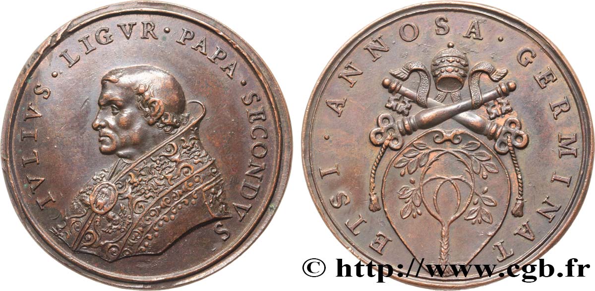 VATICANO Y ESTADOS PONTIFICIOS Médaille, Jules II, frappe postérieure MBC+