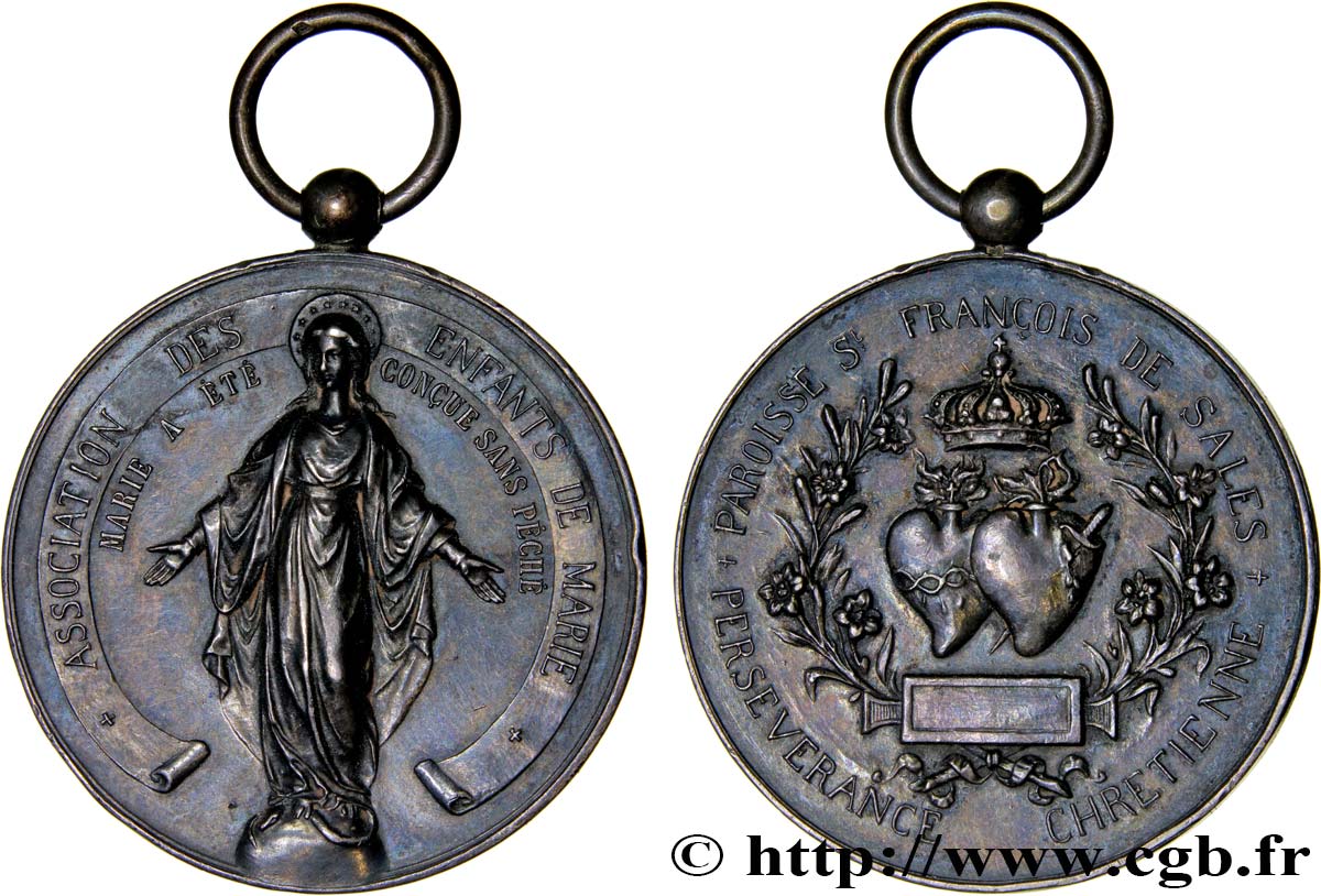 MÉDAILLES RELIGIEUSES Médaille, Association des enfants de Marie XF