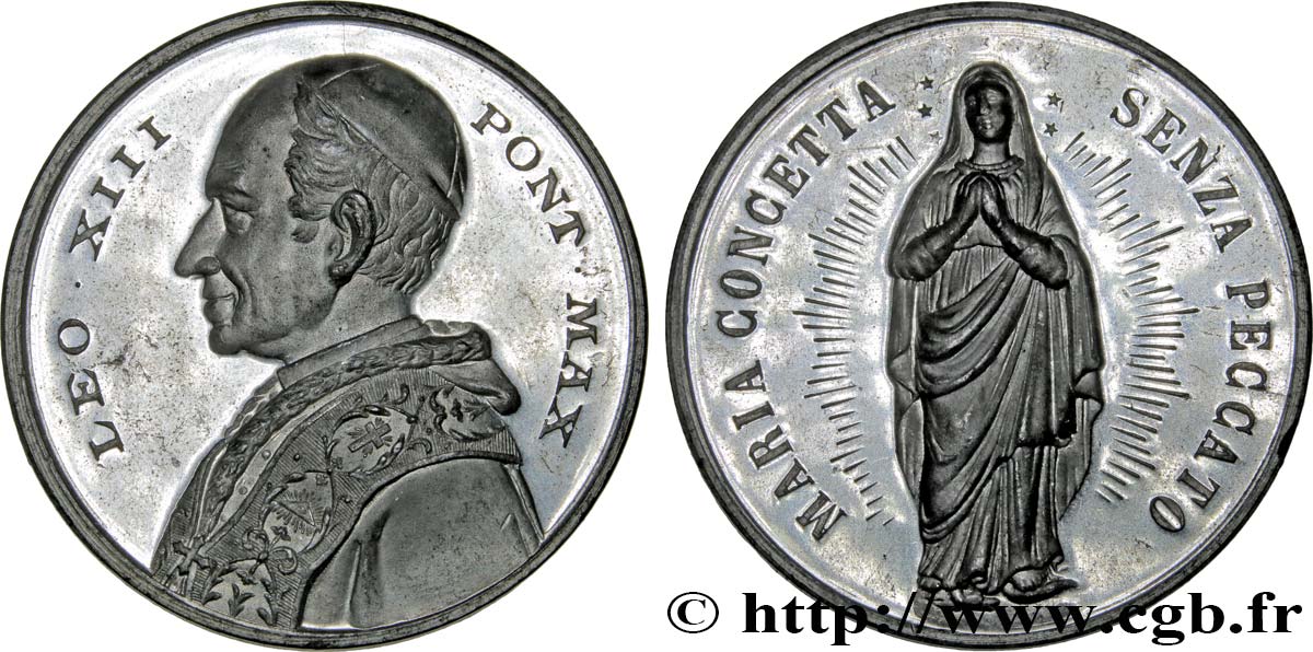 ITALIE - ÉTATS DE L ÉGLISE - LÉON XIII (Vincenzo Gioacchino Pecci) Médaille, Marie conçue sans péchés VZ