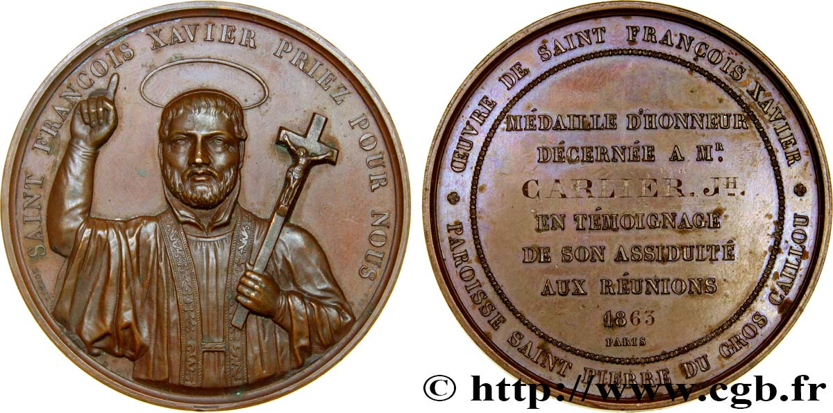 SECONDO IMPERO FRANCESE Médaille d’honneur, St François-Xavier q.SPL