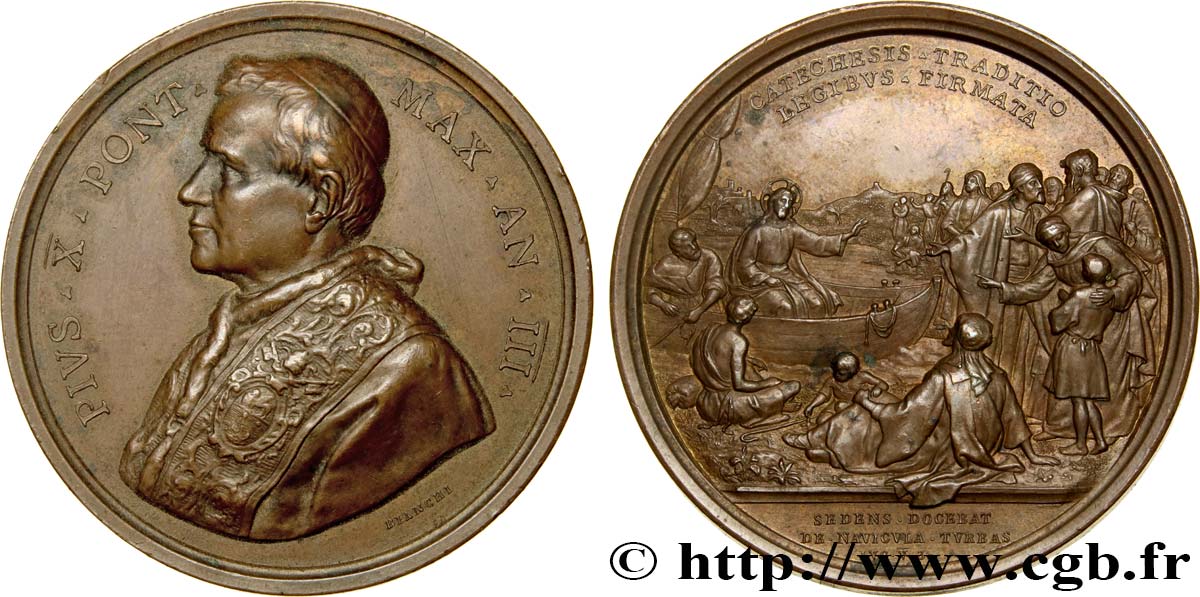 VATICAN - PIUS X (Giuseppe Melchiorre Sarto) Médaille, Étude du catéchisme AU