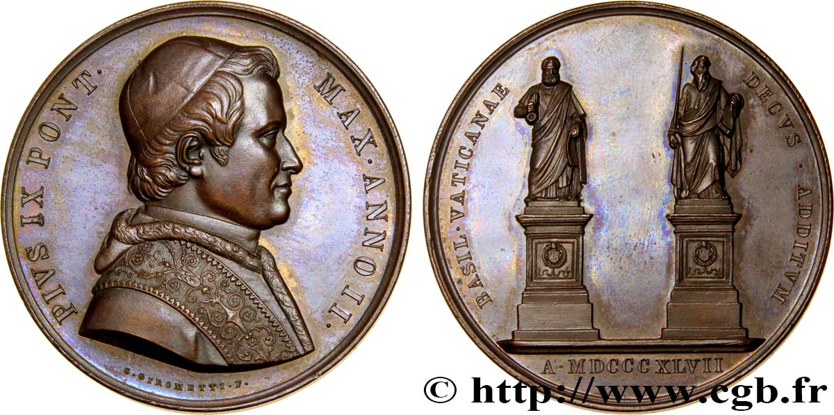 ITALIEN - KIRCHENSTAAT - PIE IX. Giovanni Maria Mastai Ferretti) Médaille, Saint Pierre et Saint Paul VZ