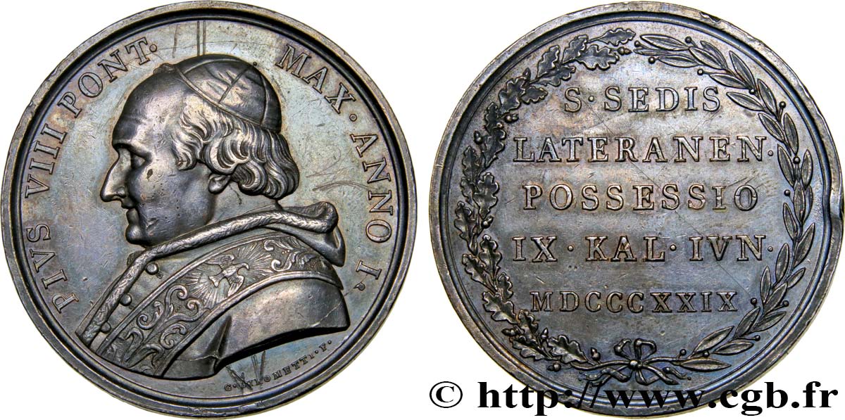 ITALIA - ESTADOS PONTIFICOS - PIO VIII (Francesco Castiglioni) Médaille, Sedis Lateranen MBC+