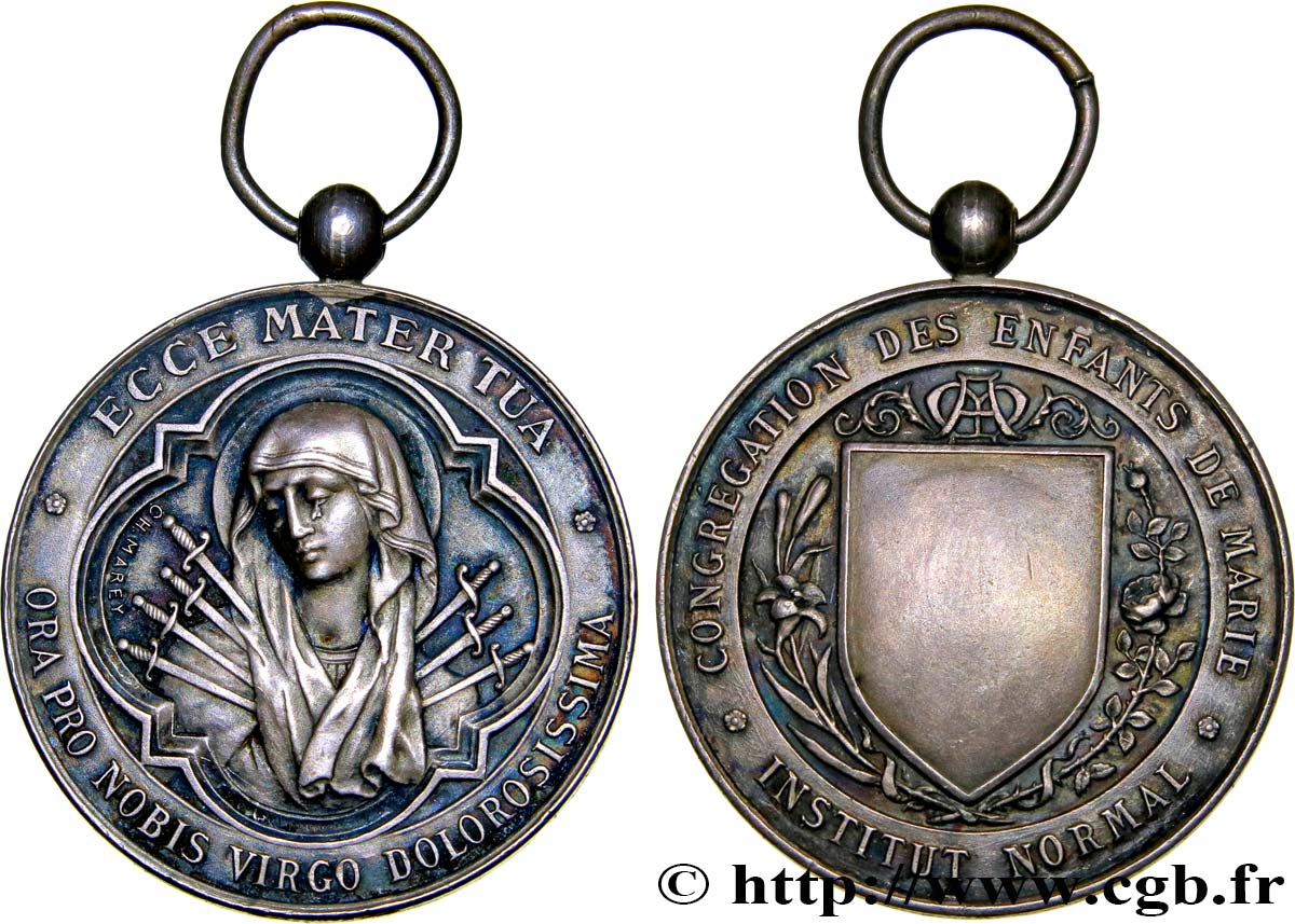 MÉDAILLES RELIGIEUSES Médaille, Congrégation des enfants de Marie MBC+