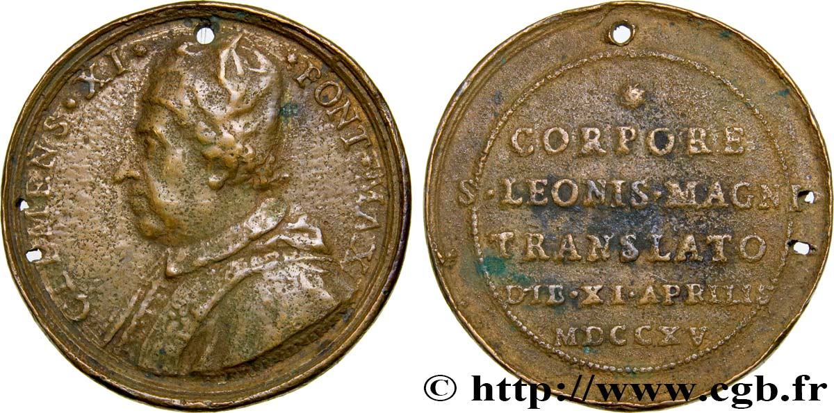 VATICANO Y ESTADOS PONTIFICIOS Médaille du pape Clément XI BC