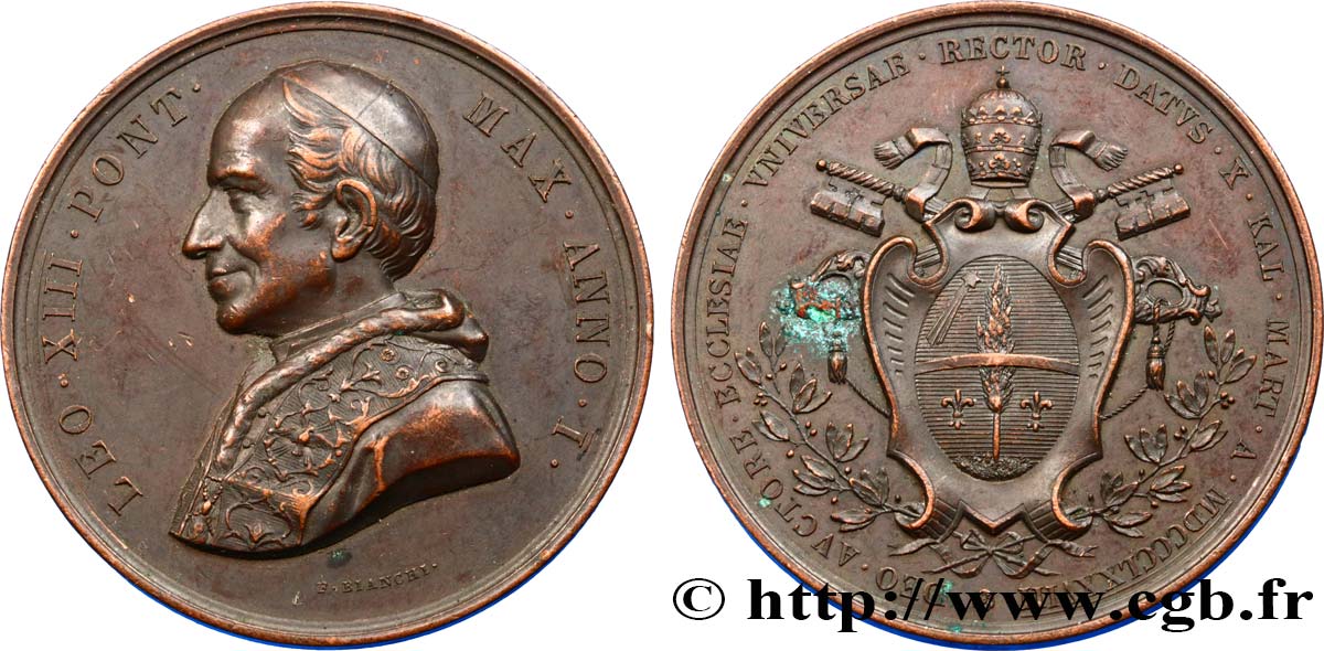 ITALY - PAPAL STATES - LEO XIII (Vincenzo Gioacchino Pecci) Médaille, Léon XIII XF