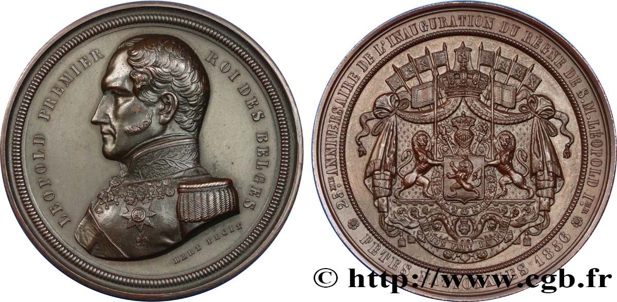 BELGIQUE - ROYAUME DE BELGIQUE - LÉOPOLD Ier Médaille pour les 25 ans de règne de Léopold Ier VZ