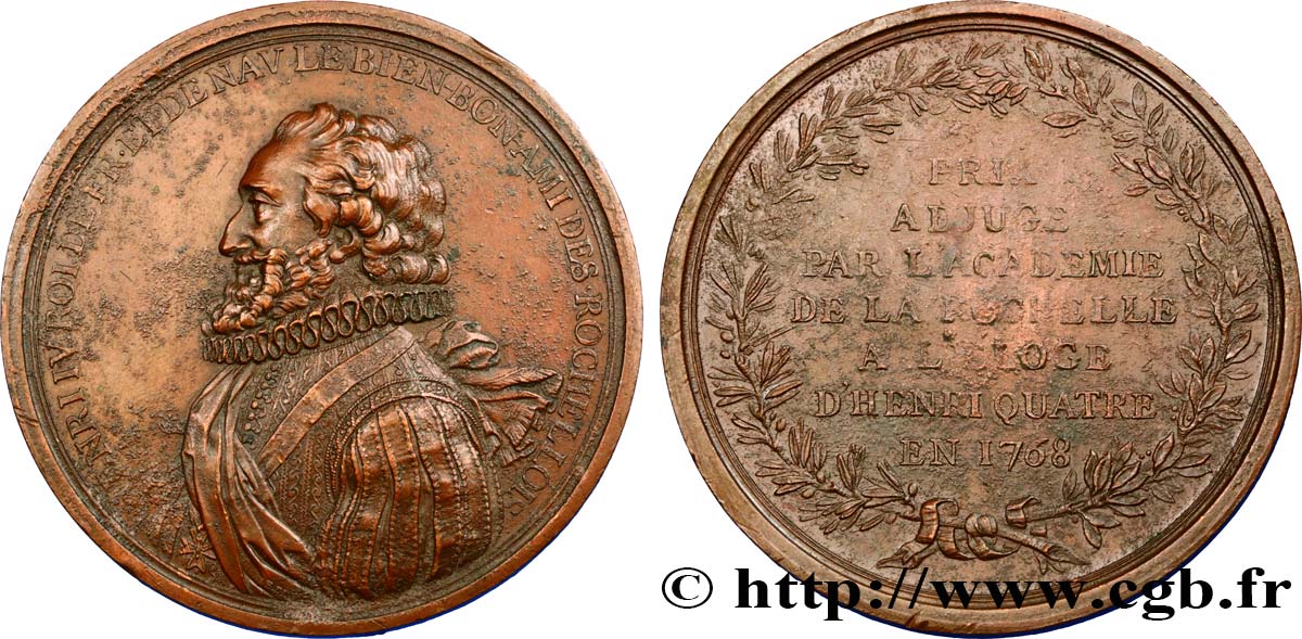 LOUIS XV THE BELOVED Médaille pour l’éloge d’Henri IV XF