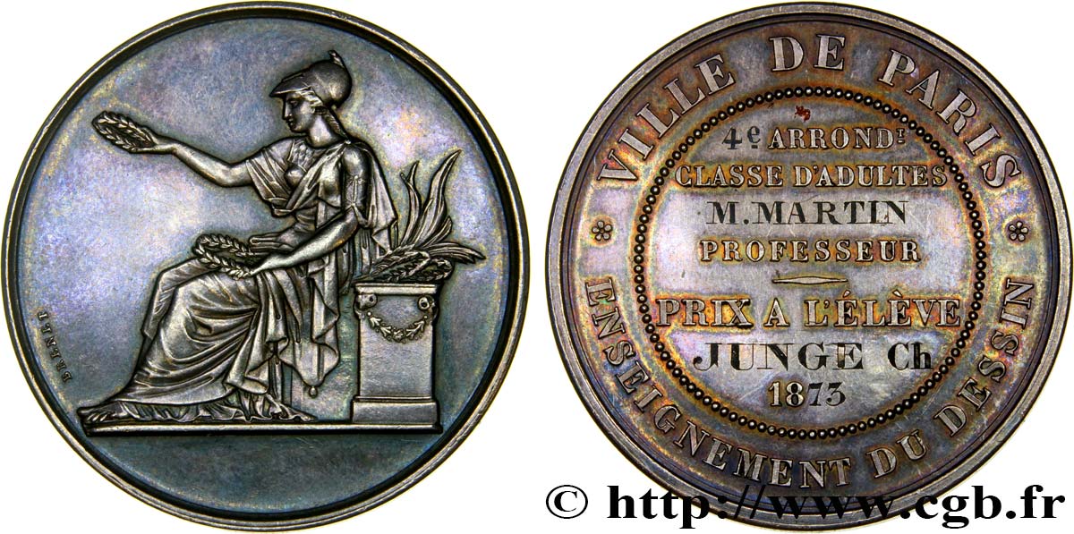 DRITTE FRANZOSISCHE REPUBLIK Médaille, Prix, Enseignement du dessin fVZ