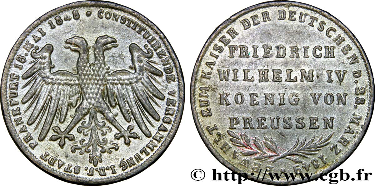 ALLEMAGNE - ROYAUME DE PRUSSE - FRÉDÉRIC-GUILLAUME IV Médaille du parlement de Francfort SS