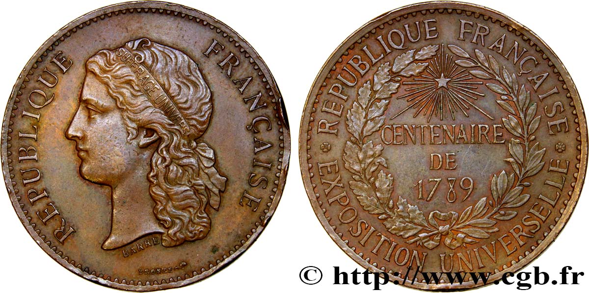 DRITTE FRANZOSISCHE REPUBLIK Médaille, Centenaire de 1789 fVZ