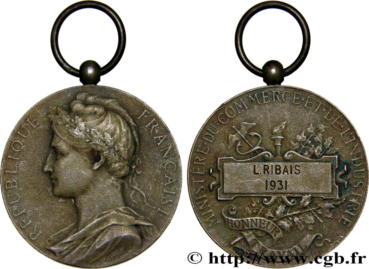 DRITTE FRANZOSISCHE REPUBLIK Médaille de récompense, Ministère du commerce et industrie SS