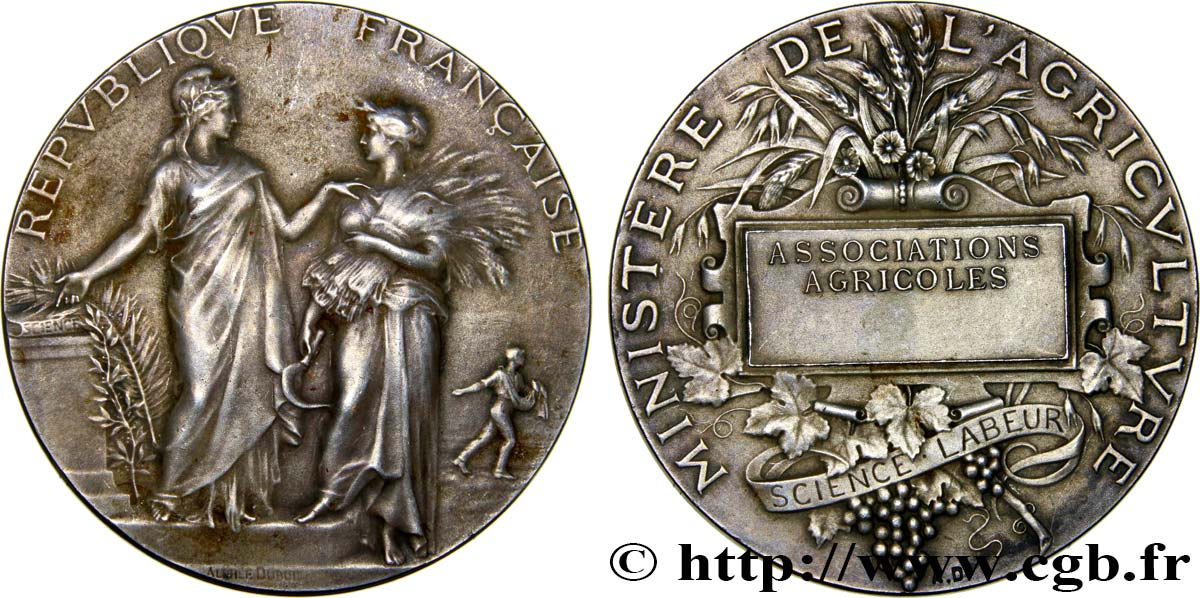 III REPUBLIC Médaille de récompense, Associations agricoles AU