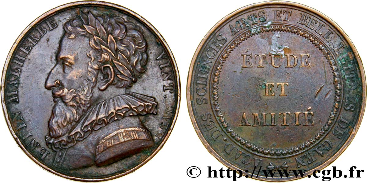LUDWIG XVIII Médaille, François de Malherbe, Académie des Sciences, Arts et Belles-Lettres SS
